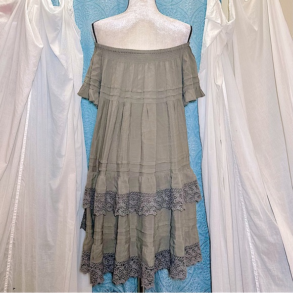 Muche Et Muchette Esmeralda Off The Shoulder Swing Mini Dress #D4 - Picture 9 of 10